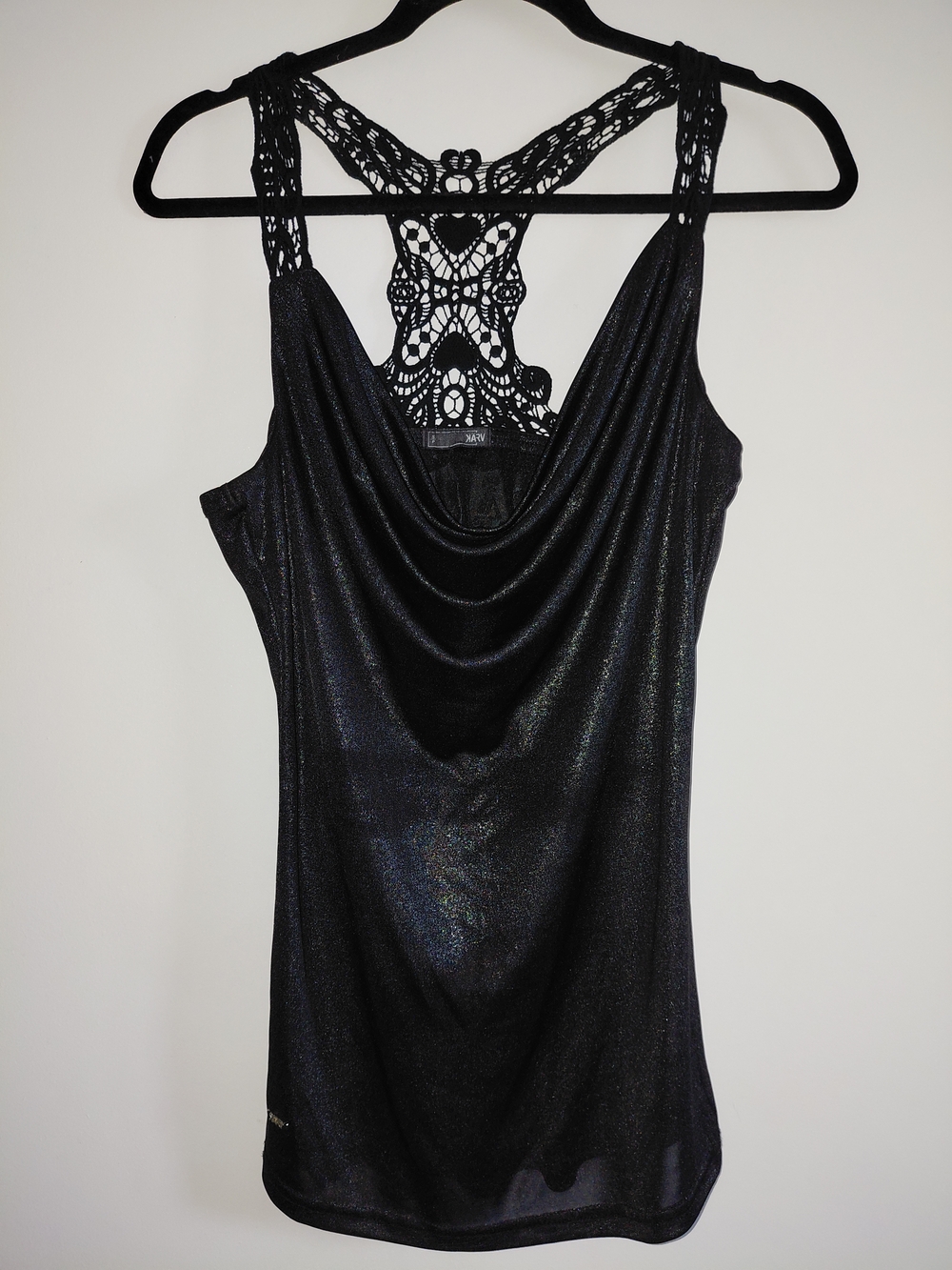 KARV Brand Black Metallic Shimmer Scoop Neck Tank Top